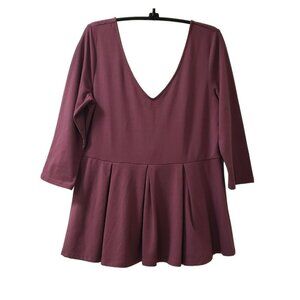 Victoria's Secret Peplum Top, Medium, Deep V Neck, 3/4 sleeve, zip back, Flirty